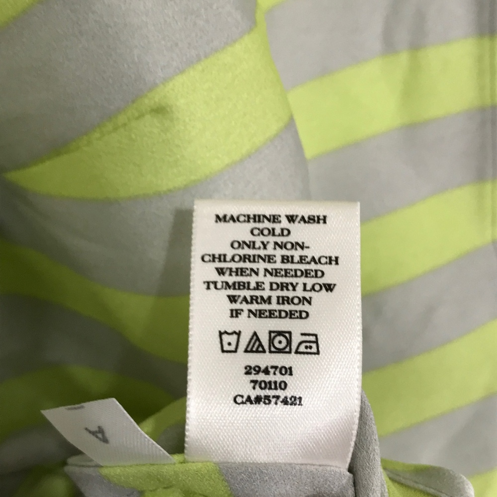 Ann Taylor Light Gray and Green Stripe Top - Picture 5 of 8